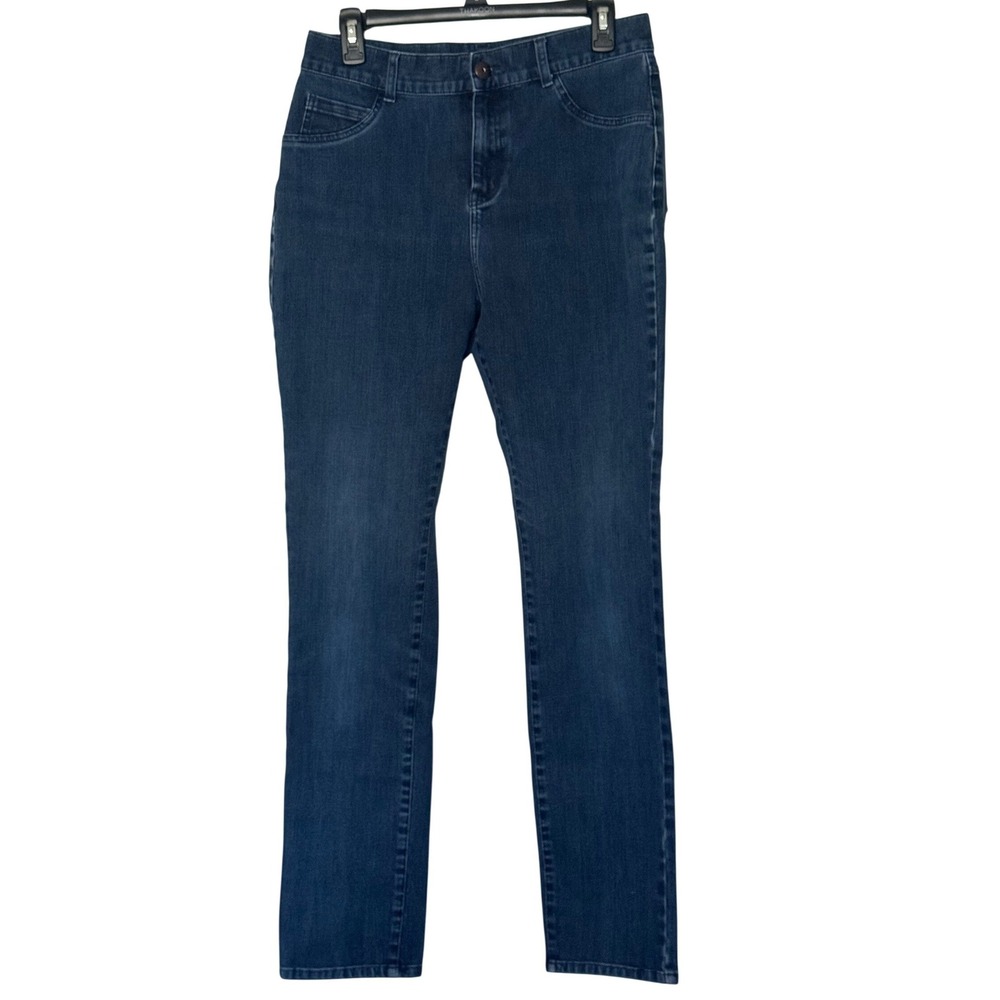 Soft Surroundings Jeans Blue High Rise Straight Leg Embroidered Size 10 Tall